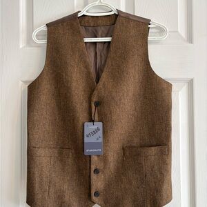 NWT Rust Herringbone Tweed Waist Coat